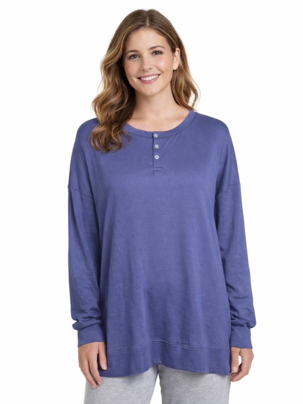 🌸2/$12🌸 NWT Splendid Lounge PJ Long Sleeve Top Shirt Blue Relaxed Small